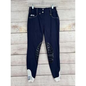 Equine Couture Darby Equestrian Breeches Womens 26 Navy Blue White